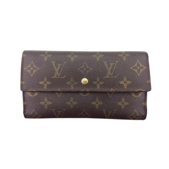 LOUIS VUITTON Long Wallet Monogram Beige Monogram Canvas Authentic USED